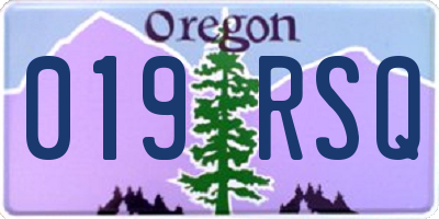 OR license plate 019RSQ