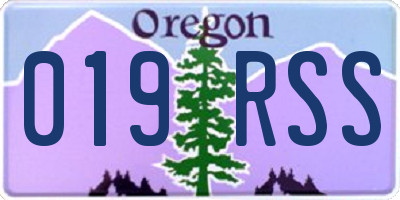 OR license plate 019RSS