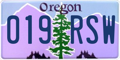 OR license plate 019RSW