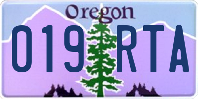 OR license plate 019RTA