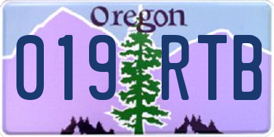 OR license plate 019RTB