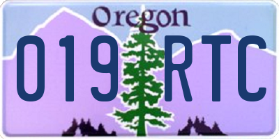 OR license plate 019RTC