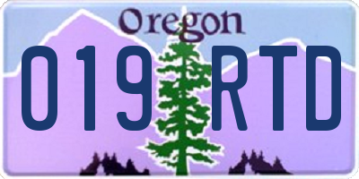 OR license plate 019RTD
