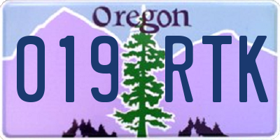 OR license plate 019RTK