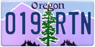 OR license plate 019RTN