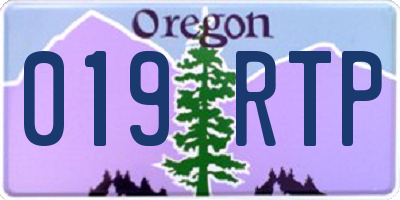 OR license plate 019RTP