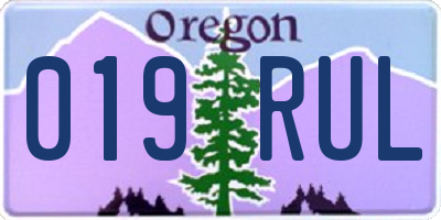 OR license plate 019RUL