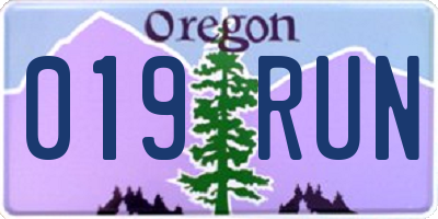 OR license plate 019RUN
