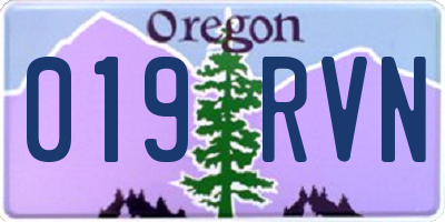 OR license plate 019RVN