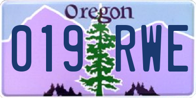 OR license plate 019RWE