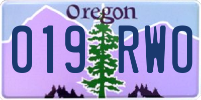 OR license plate 019RWO