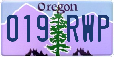 OR license plate 019RWP