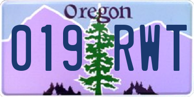 OR license plate 019RWT