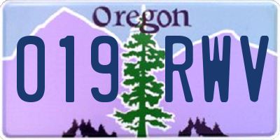 OR license plate 019RWV