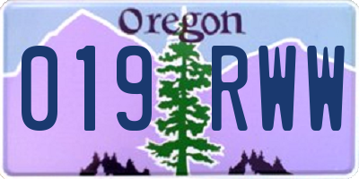 OR license plate 019RWW