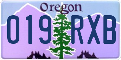OR license plate 019RXB