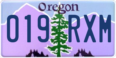 OR license plate 019RXM
