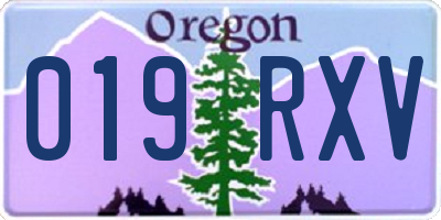 OR license plate 019RXV