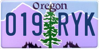 OR license plate 019RYK