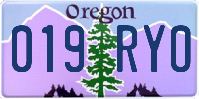 OR license plate 019RYO