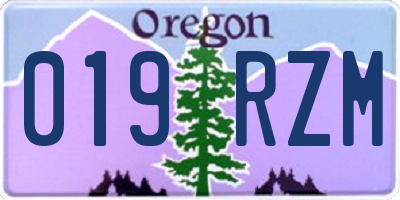 OR license plate 019RZM
