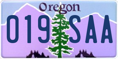 OR license plate 019SAA