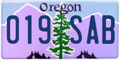OR license plate 019SAB