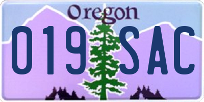 OR license plate 019SAC