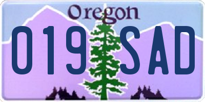 OR license plate 019SAD