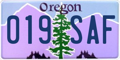 OR license plate 019SAF