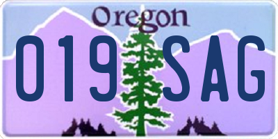 OR license plate 019SAG