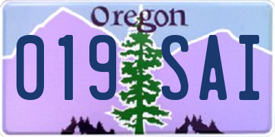 OR license plate 019SAI
