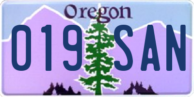 OR license plate 019SAN