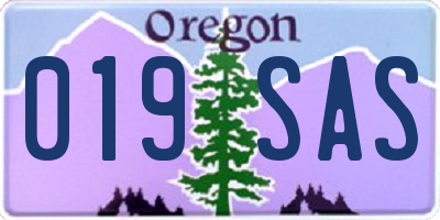 OR license plate 019SAS