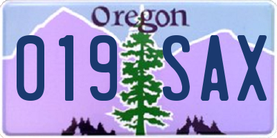 OR license plate 019SAX