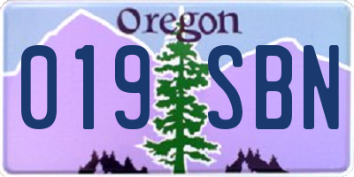 OR license plate 019SBN