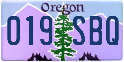 OR license plate 019SBQ
