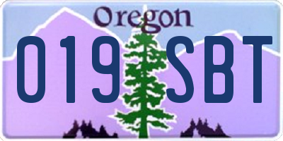 OR license plate 019SBT