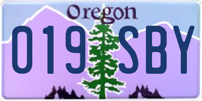 OR license plate 019SBY