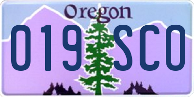 OR license plate 019SCO