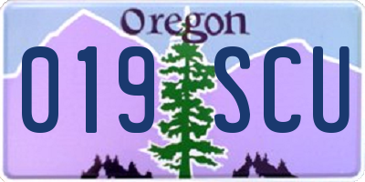 OR license plate 019SCU