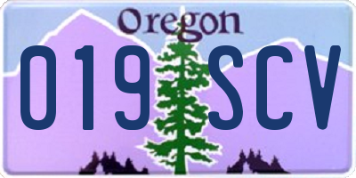 OR license plate 019SCV
