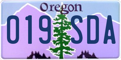 OR license plate 019SDA