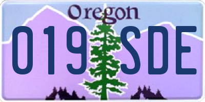 OR license plate 019SDE