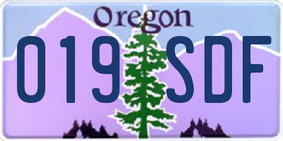 OR license plate 019SDF
