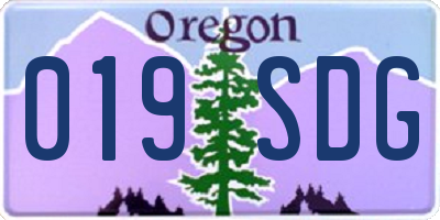 OR license plate 019SDG