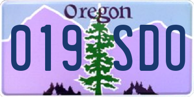OR license plate 019SDO