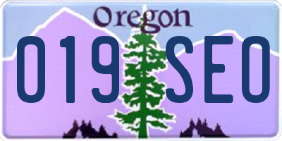 OR license plate 019SEO