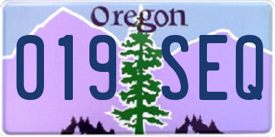 OR license plate 019SEQ