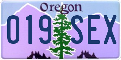 OR license plate 019SEX